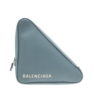 バレンシアガ BALENCIAGA クラッチバッグ 476976 トライアングルM レザー ライトブルー バッグ