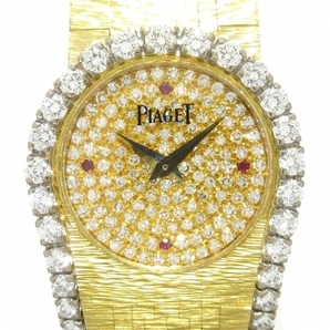 PIAGET(ピアジェ) 腕時計■美品 - 4181A6 レディース 金無垢/K18YG/ダイヤベゼル/ダイヤ文字盤/要OH ダイヤモンド×ルビーの画像1