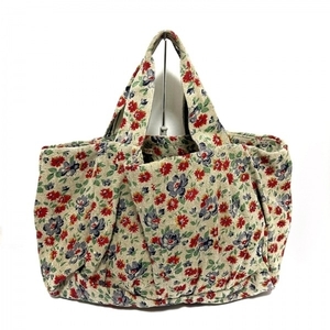  Hugowar Hug O War tote bag - canvas beige × red × multi floral print / paint processing bag 