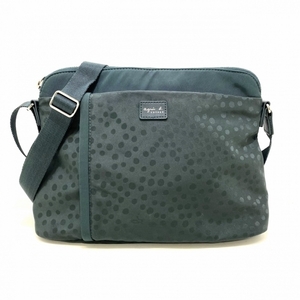  Agnes B agnes b shoulder bag - polyester dark green lady's dot pattern beautiful goods bag 