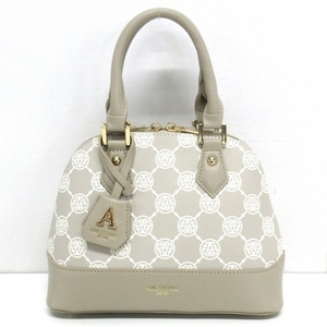  Anne ko key nAnne Coquine handbag - PVC( salt . vinyl )× leather beige × ivory beautiful goods bag 