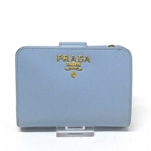 プラダ PRADA 2つ折り財布/ミニ/コンパクト - レザー ライトブルー L字ファスナー 財布