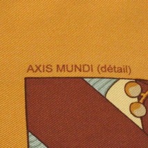 エルメス HERMES カレ90 オレンジ×ブラウン×マルチ AXIS MUNDI/世界の中心軸 美品 スカーフ_画像5