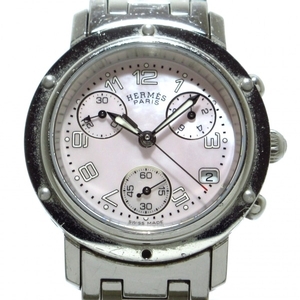HERMES(エルメス) 腕時計 クリッパークロノ デイト CL1.310 レディース シェル文字盤/クロノグラフ ピンクシェル
