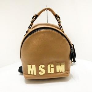 エムエスジィエム MSGM リュックサック/バックパック 2042MDZ34 ロゴプラークバックパック レザー ライトブラウン バッグ