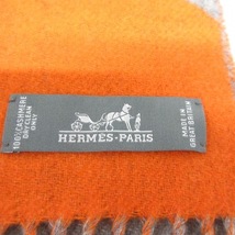 エルメス HERMES - カシミヤ オレンジ×グレー 美品 マフラー_画像2