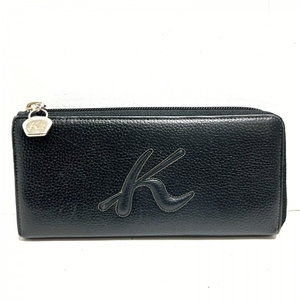  Kitamura Kitamura K2 long wallet - leather black L character fastener purse 