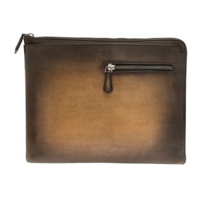  Berluti berluti clutch bag leather dark brown × beige bag 