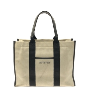 バレンシアガ BALENCIAGA トートバッグ 671400 ハードウェア キャンバス×ナイロン×レザー アイボリー×黒 バッグ