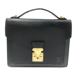 ルイヴィトン LOUIS VUITTON ハンドバッグ M52122 モンソー レザー（LVロゴの刻印入り） ノワール×ゴールド金具 SR0064 バッグ エピ