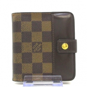 ルイヴィトン LOUIS VUITTON 2つ折り財布 N61668 コンパクト・ジップ ダミエ・キャンバス エベヌ CA1012 財布 ダミエ