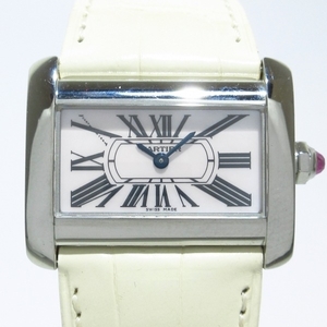 Cartier Watch Tank Mini Divan W6301455 Ladies SS/Alligator Belt/Shell Dial Pink Shell