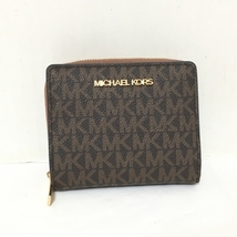 マイケルコース MICHAEL KORS 2つ折り財布/ミニ/コンパクト 35F0GTVZ8B - PVC(塩化ビニール)×レザー ダークブラウン×ブラウン 美品 財布_画像1