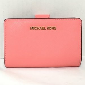 マイケルコース MICHAEL KORS 2つ折り財布 - レザー ピンク L字ファスナー 美品 財布