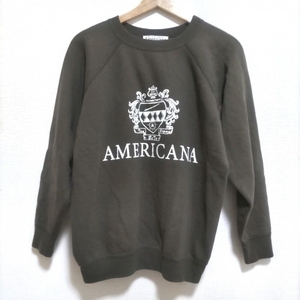 アメリカーナ AMERICANA トレーナー - 綿 カーキ×白 レディース 長袖 美品 トップス