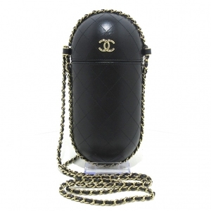 シャネル CHANEL メガネケース マトラッセ ラムスキン 黒 チェーンショルダー/ゴールド金具 26番台 財布