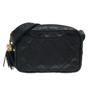 シャネル CHANEL ショルダーバッグ マトラッセ ラムスキン 黒 チェーンショルダー/ゴールド金具/タッセル 1番台 バッグ