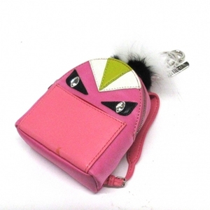  Fendi FENDI key holder ( charm ) 7AR457-5PP Monstar bagz nylon × fur × leather pink × white × multi key holder 