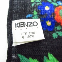 ケンゾー KENZO ストール(ショール) - ウール レッド×黒×マルチ 花柄 美品 マフラー_画像2