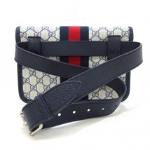 グッチ GUCCI ウエストポーチ 674081 GGプラス PVC(塩化ビニール)×レザー ベージュ×ダークネイビー×レッド バッグ_画像3