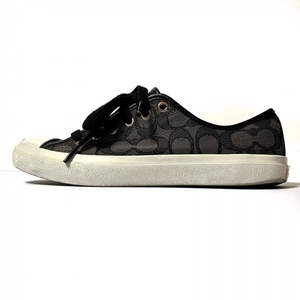  Coach COACH sneakers 37.5 - Jaguar do× leather gray × black lady's signature pattern shoes 