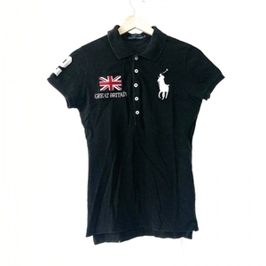 ラルフローレン RalphLauren 半袖ポロシャツ サイズM ビッグポニー 黒×白×マルチ レディース トップス
