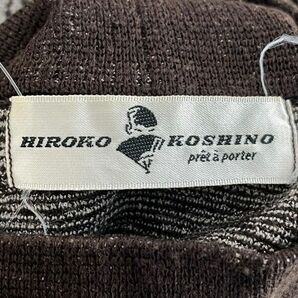 ヒロココシノ HIROKO KOSHINO チュニック サイズ9T - ダークブラウン×ベージュ レディース ハイネック/長袖/ニット/ストライプ ワンピースの画像3