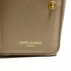 サンローランパリ SAINT LAURENT PARIS 2つ折り財布/ミニ/コンパクト 670285 - レザー ベージュ ラウンドファスナー/ゴールド金具 財布の画像5