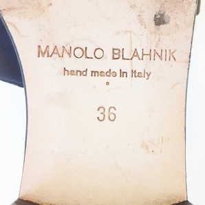 マノロブラニク MANOLO BLAHNIK ミュール 36 - サテン×ポリエステル 黒 レディース ラインストーン 靴の画像6