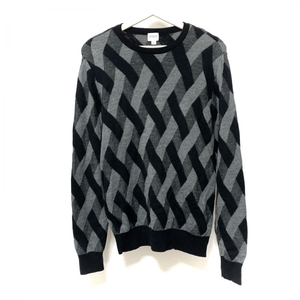  Armani ko let's .-niARMANICOLLEZIONI long sleeve sweater / knitted size 50 XL - black × gray lady's crew neck tops 