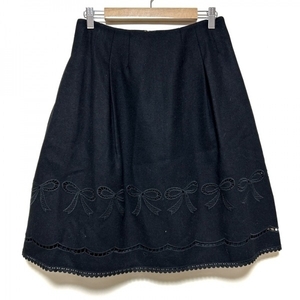 エムズグレイシー M'S GRACY スカート サイズ40 M - 黒 レディース ひざ丈/刺繍/リボン ボトムス