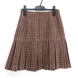  Chanel CHANEL miniskirt size 40 M P09677 - wool, nylon Brown × beige lady's tweed / pleat 97A bottoms 