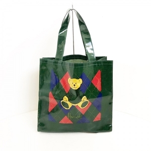  Harrods HARRODS tote bag - coating canvas dark green × red × multi bear bag 