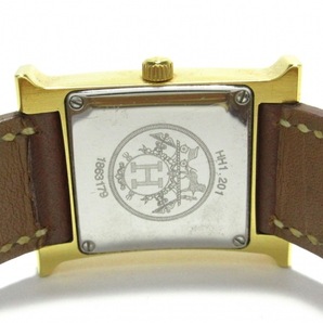 HERMES(エルメス) 腕時計 Hウォッチ HH1.201 レディース ゴールド金具/□F 白の画像3