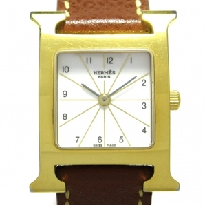 HERMES(エルメス) 腕時計 Hウォッチ HH1.201 レディース ゴールド金具/□F 白の画像1