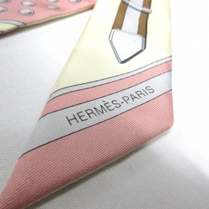 エルメス HERMES ツイリー アイボリー×ライトピンク×マルチ リボンスカーフ/GRAND TRALALA 美品 スカーフの画像2