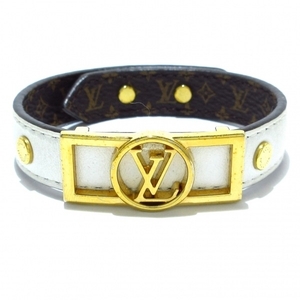  Louis Vuitton LOUIS VUITTON bracele M6559E brass re*do-fi-n leather × metal material white × Gold BC0199 accessory ( arm )