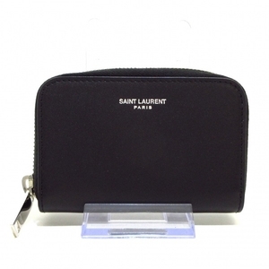サンローランパリ SAINT LAURENT PARIS コインケース 506522 レザー 黒 ラウンドファスナー 美品 財布