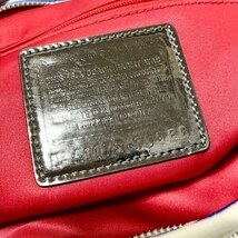 コーチ COACH ハンドバッグ 16966 ポピーノーティカルストライプロッカー コットン×レザー 白×ブルー×マルチ ボーダー バッグ_画像8