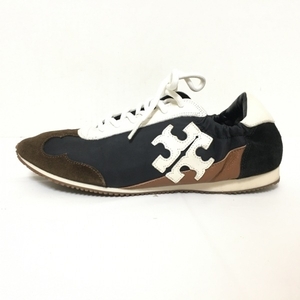  Tory Burch TORY BURCH sneakers 7.5M - nylon × leather × suede black × white × dark brown lady's beautiful goods shoes 