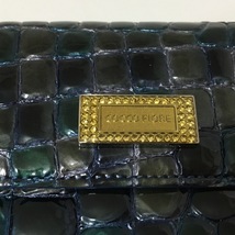 コッコフィオーレ COCCO FIORE Wホック財布 9170223 - エナメル（レザー） ダークネイビー×グリーン×イエロー 型押し加工 美品 財布_画像5