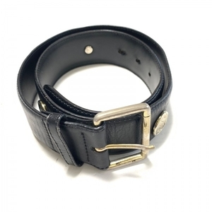  Moschino MOSCHINO - leather × metal material black × silver button belt 