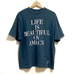 アメリカーナ AMERICANA 半袖Tシャツ - ネイビー×白 レディース トップス