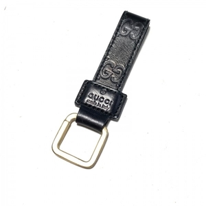  Gucci GUCCI key holder ( charm ) 479292 - leather × metal material black × Gold sima line key holder 