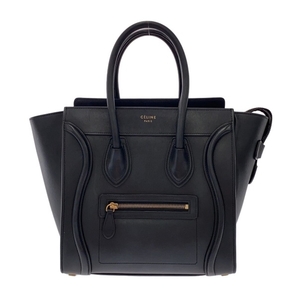 セリーヌ CELINE ハンドバッグ ラゲージマイクロショッパー レザー 黒 バッグの画像1