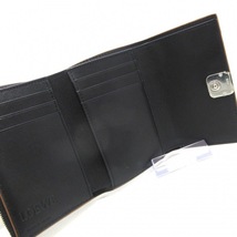 ロエベ LOEWE 3つ折り財布/ミニ/コンパクト C821S33X01 アナグラム バーティカル ウォレット スモール ペブルグレインカーフ 黒 美品 財布_画像3