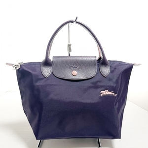 ロンシャン LONGCHAMP ハンドバッグ ル・プリアージュクラブ ナイロン×レザー パープル×ピンクベージュ 折りたたみ バッグ