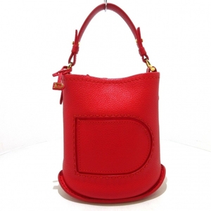  Dell bo-DELVAUX handbag AA0494ATT022JDO bread Mini bucket leather red bag 