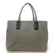 ボッテガヴェネタ BOTTEGA VENETA トートバッグ マルコポーロ/イントレッチオジェット PVC(塩化ビニール)×レザー グレー×黒 バッグ_画像3