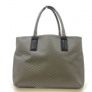 ボッテガヴェネタ BOTTEGA VENETA トートバッグ マルコポーロ/イントレッチオジェット PVC(塩化ビニール)×レザー グレー×黒 バッグ